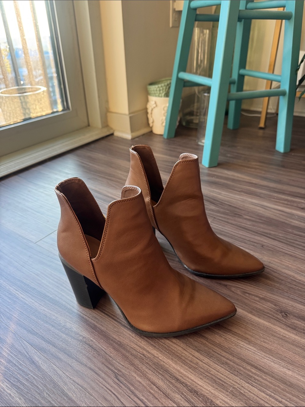 Women’s Tan Ankle Booties - Sleek Pointed Toe Heels